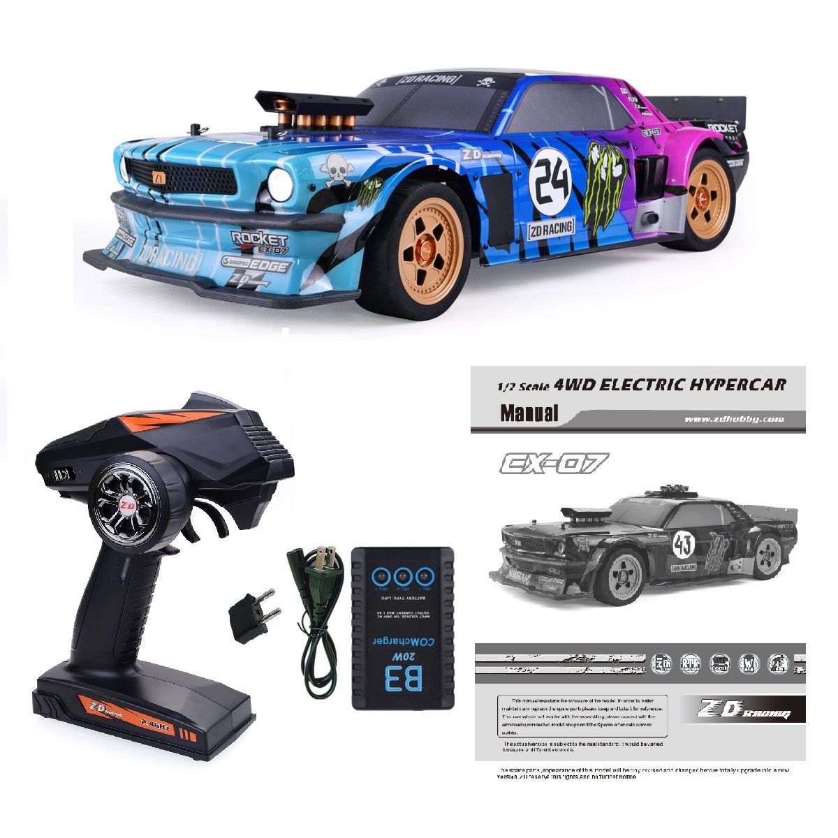 ZD Racing EX-07 1/7 SCALE 4WD ELECTRIC HYPERCAR ZD Racing EX-07 1/7 SCALE 4WD ELECTRIC HYPERCAR
