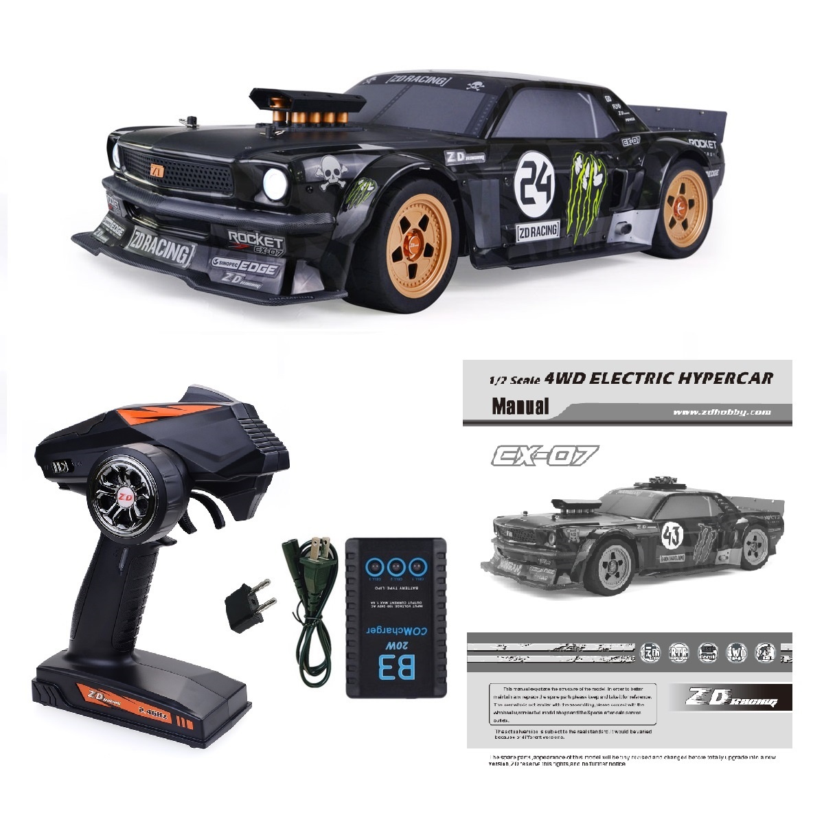 ZD Racing EX-07 1/7 SCALE 4WD ELECTRIC HYPERCAR ZD Racing EX-07 1/7 SCALE 4WD ELECTRIC HYPERCAR